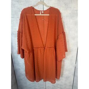 Cato women’s cardigan cover-up sheer orange feminine fall Fairycore plus size